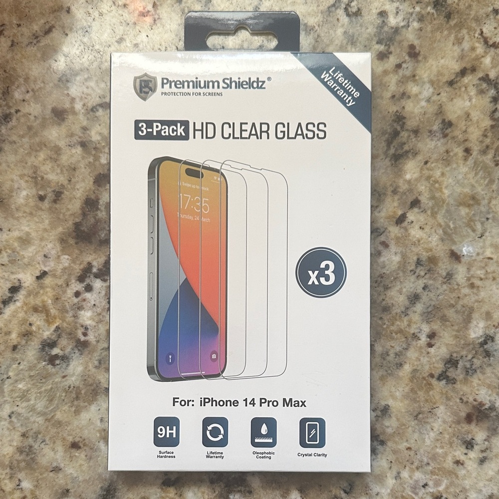 Clear Glass Screen Protector for iPhone 14 Pro Max - 3-Pack (Transparent)